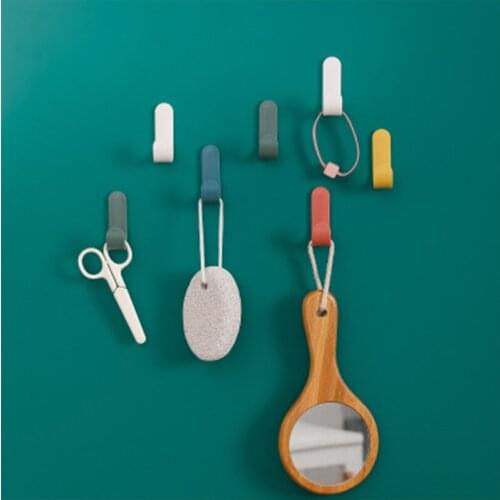 4pcs/set Towel Hooks Plastic Door Hangers Self Adhesive Wall Hangers Hat Racks Keys Hanger Home Decor Organizer Storage