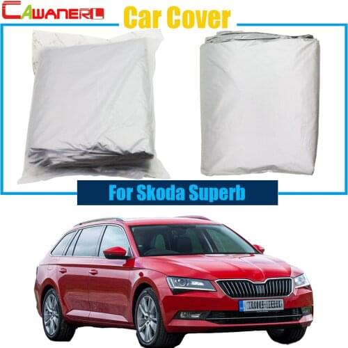 Cawanerl Car Cover Anti UV Sun Snow Rain Resistant Protection Cover Dustproof For Skoda Superb