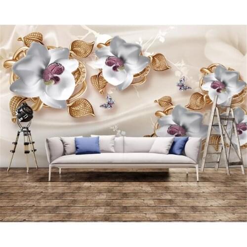 Beibehang Custom mode seidige klassische verdickung tapete luxus 3D schmuck blume TV hintergrund wand papers home decor behang