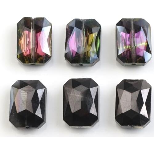 Mahjong Glass Beads For Jewelry Making Bulk 13X18MM Faceted Rectangular Crystal Lampwork Beads For Bracelets DIY Charms 10pcs