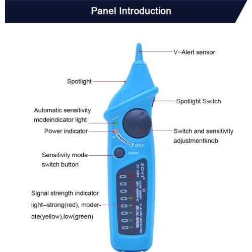ZOYI ZT-DB01 AC voltage detector pen 12-1000V/48-1000V voltage tester pen Neutral wire/Live wire test+sound light alarm