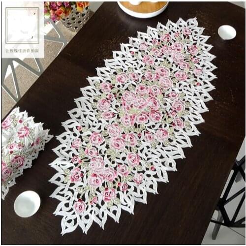 Elegant Embroidery Table Runner Pastoral Fabric Tea tablecloth, Luxury Table mat table Cover for decoration50*110cm