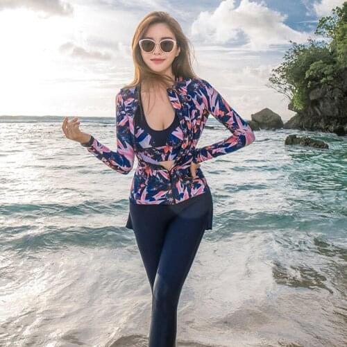 Wetsuit for Women Surfing Suit Long Sleeve Sunscreen Uv Proof Swimsuit Women Swimwear Conservative Pants Hot Spring Diving Suit