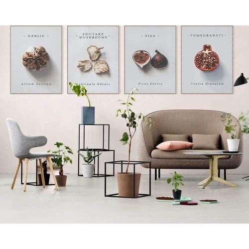 Farmhouse Kitchen Gallery Room Home Decor Wall Art Garlic Fig Pomegranate Canvas Painting Fruit Vegetable Poster Pictures
