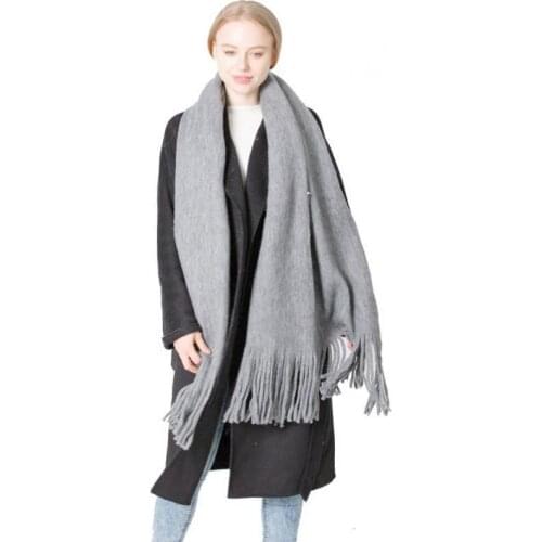 Cashmere Pashmina Scarves Autumn Winter New Long With Tassel Shawl Scarf Solid Soft Elegant Men Women Knitted Thick Wraps Bufand