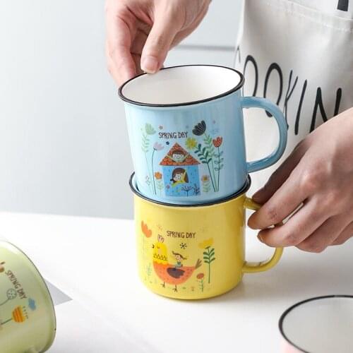 Classic Retro Procelain Water Cups Ceramic Korea Style House Water Tea Coffee Cups Cartoon Drinkware