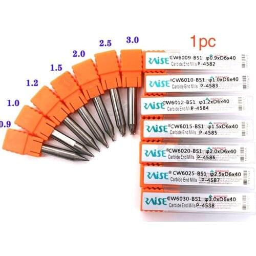Original raise CW60 durable anti-breakage milling cutter tungsten steel end mill 0.9-3.0MM for vertical key cut machine