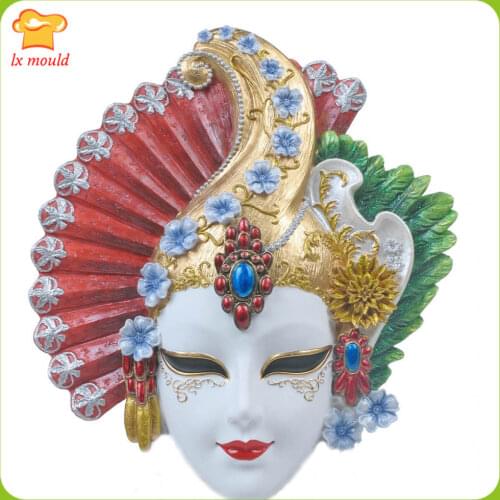 LXYY Retro Mask Face Silicone Molds Masquerade Party Cake Baking Moulds Household Plaster Resin Concrete Pendant Tools