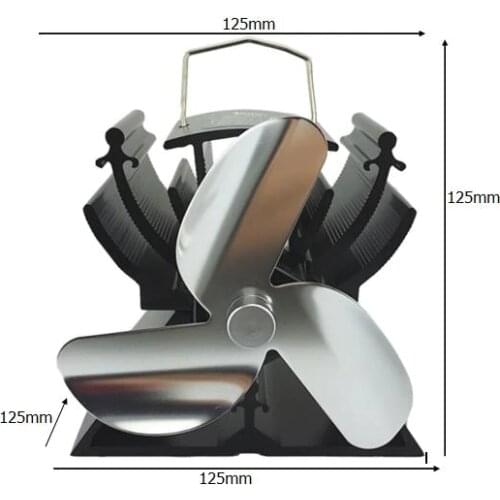 12.5cm Height Mini Heat Powered Stove Top Fan For Small Space On Wood / Log Burner /Fireplace Stove - Eco Friendly (Nickel)