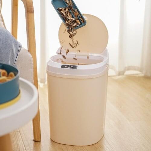 Smart Sensor Trash Can Household 17L Large Capacity Automatic Flip Trash Can Living Room Kitchen Bathroom Trash Can Accessories