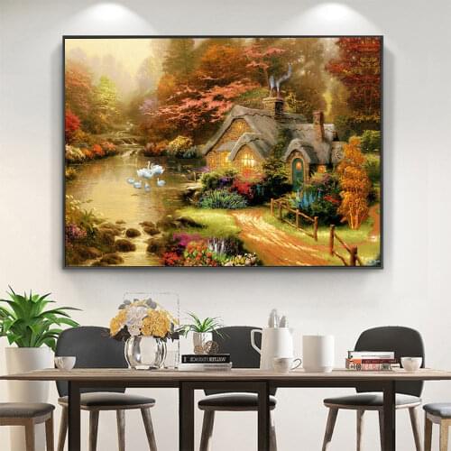 Landscape House Coloring By Numbers Painting Kit Oil Paints 40*50 Oil Painting Decorative Paintings For Kids Wholesale
