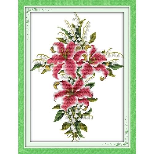Tulip&cross cross stitch kit cartoon 14ct 11ct count pre print canvas stitching embroidery DIY handmade needlework