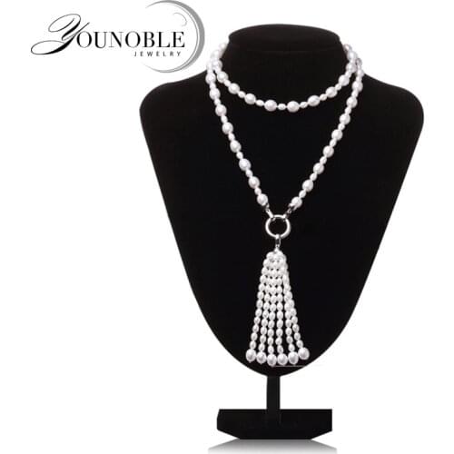 Real natural long pearl necklace women 80cm,freshwater pearl pendant necklace jewelry daughter birthday fashion gift white color