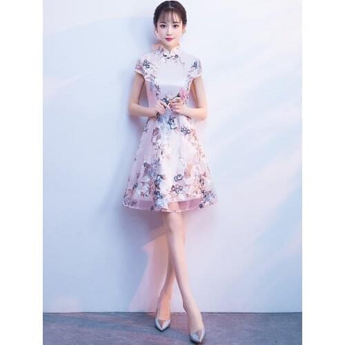 2021 new improved cheongsam young girl fashion SweetShort Chinese retro new daily student dress robe