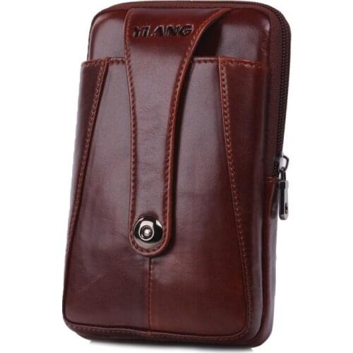 New Mens Genuine Leather Cowhide Vintage Belt Pouch Purse Fanny Pack Waist Bag For Cell Mobile/Phone Case Cover Skin