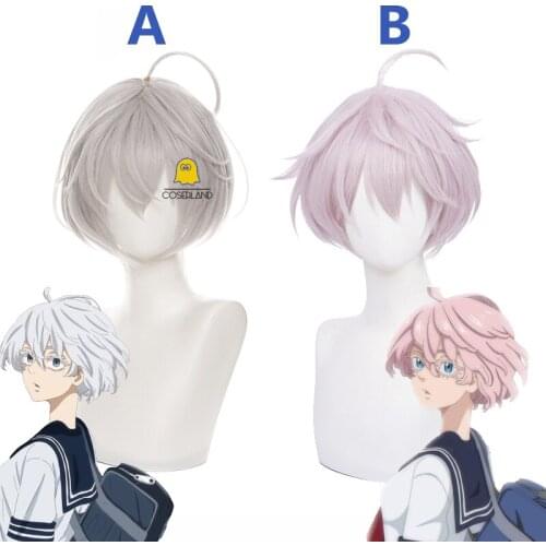 Tokyo Revengers Senju Kawaragi Akashi Cosplay Wig Light Gray White Hair Anime Heat Resistant Wig Cap Halloween Women Bobo Wig