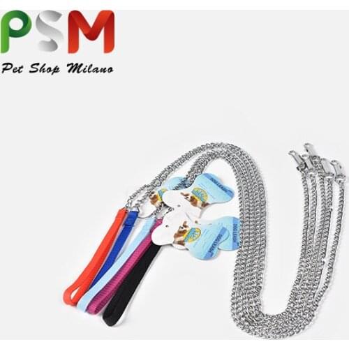 120cm/47in Pet Dog Leash Chain Twisted Chain Stainless Steel Foam Handle Dog Collar Para Perro For Dog Harness Bulldog Tag Sugru
