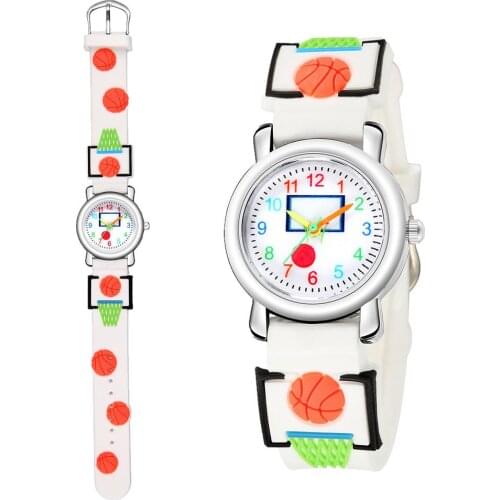 Multicolor Basketball Pattern Cute Boys Sports Girls Gift Adjustable Wrist Watch