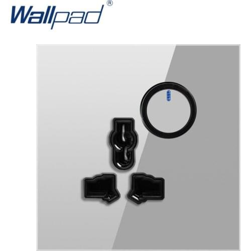 3 Pin MF Socket With On Off Switch Multifunction Wallpad Grey Tempered Glass Panel Wall Power Socket Outlet Grounded