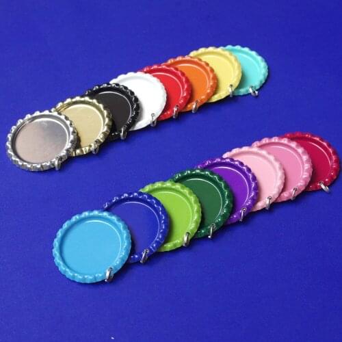 With Holes and Rings ! Wholesale 2000 Pcs Both Side Colored Flattened Bottle Caps For Jewelry Craft Pendants Flat Bottlecaps