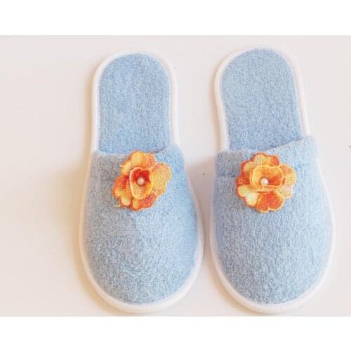 Orange slippers, With Pearl orange rose pattern slippers blue