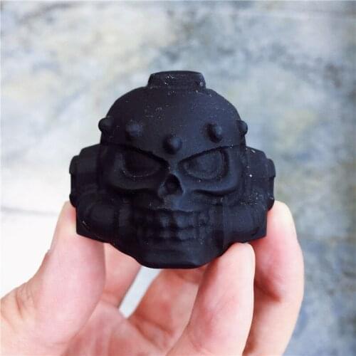 Natural Stone Black Obsidian Handmade Carved Skull Statue Craft Figurine Powerful Statue For Home Decoration Gift