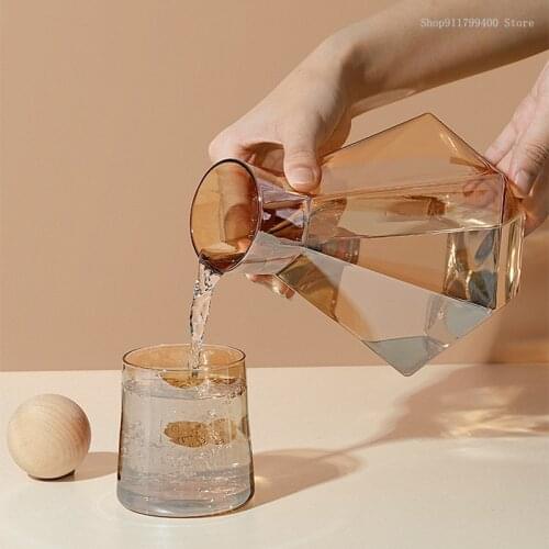Glass Kettle Teapot Creative Irregular Cold Kettle 1200 ml 1400 ml Household Personality Drinking Kettle with Wooden Ball