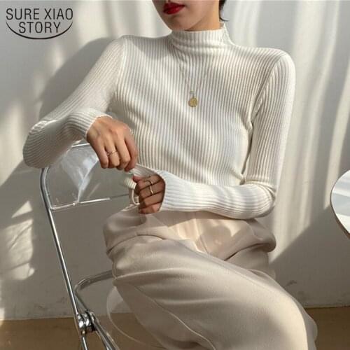 2021 Winter Clothes Women Solid Slim Long Sleeve Womens Turtleneck Sweater Korean Knitted Pullovers Top Female 12 Colors 11316