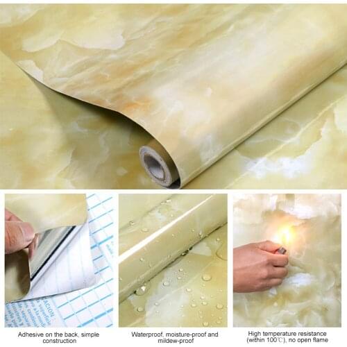 Waterproof Wallpaper Kitchen Oil-proof Marble Contact Paper Wall Stickers PVC Self Adhesive Bathroom Countertop Home Improvement
