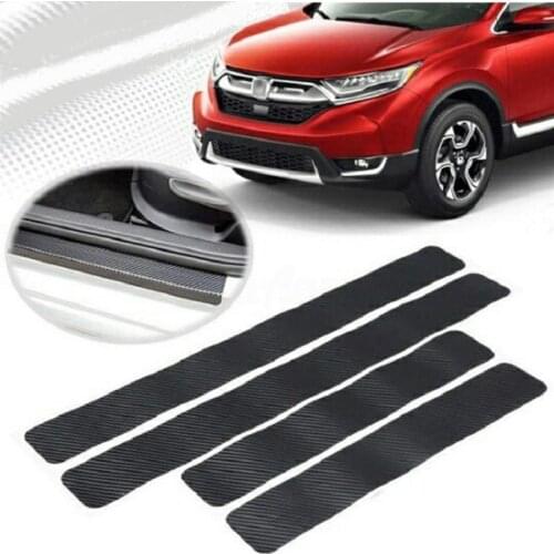 4PCS Car Door Sill Edge Paint Protection Vinyl Film Sheet Anti Scratch Self Adhesive Air Release Black Carbon Fiber Anti Slid