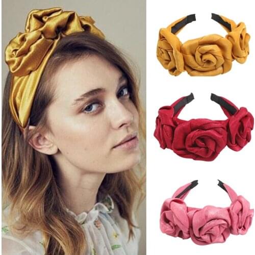 New Flower Fabric Headband Women Floral Bud Decoration Hairband Ladies Retro Hair Loop Female Headwear Bohemia Hair Accessories
