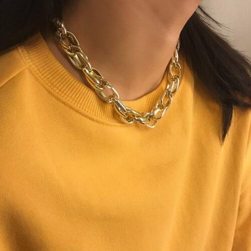 Ladies Punk Gothic Big Chunky Chain Choker Necklace Collar Accessories Cuban Thick Twist Chain Necklace Thick Twist Chain Jewelr