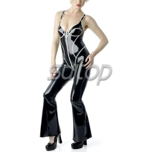 Suitop Via DHL Sexy latex backless outfit sexy rubber latex catsuit