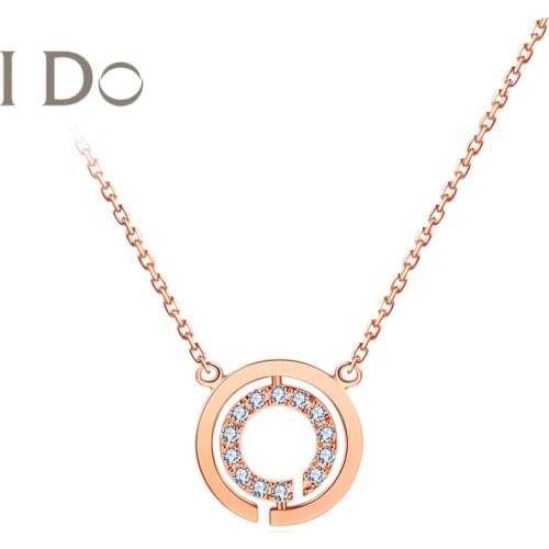 I Do Round Series Genuine Diamond Fine Necklace Fine Jewelry 18 K Gold Necklace Elegant Two-tier Round Pendant