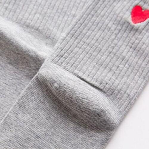 1 Pair Women Sports Socks White Heart Pattern Embroidery Fitness Yoga Socks Cute Girls Women Cotton Socks