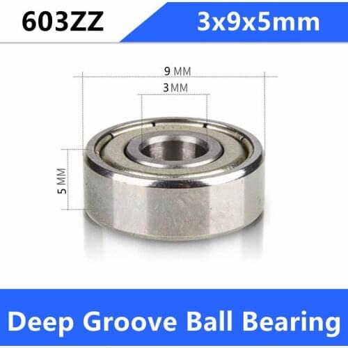 100pcs/lot 603ZZ 603-2Z 603 603Z miniature shielded deep groove ball bearing 3x9x5mm