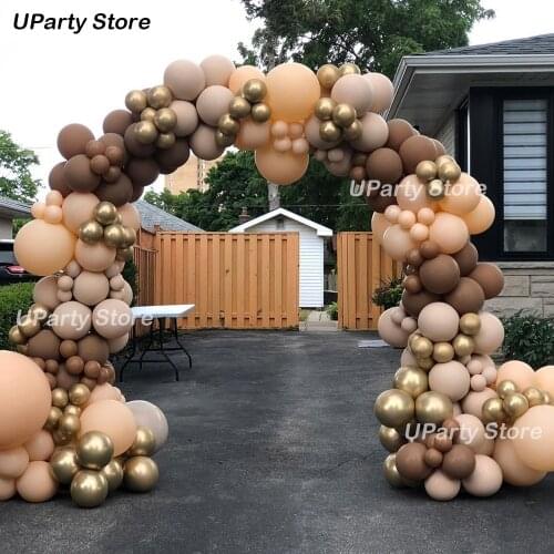 132Pcs/set Coffee Brown Balloons Arch Garland Retro Coffee Brown Skin Ballon Air Globos for Baby Shower Wedding Birthday Decor