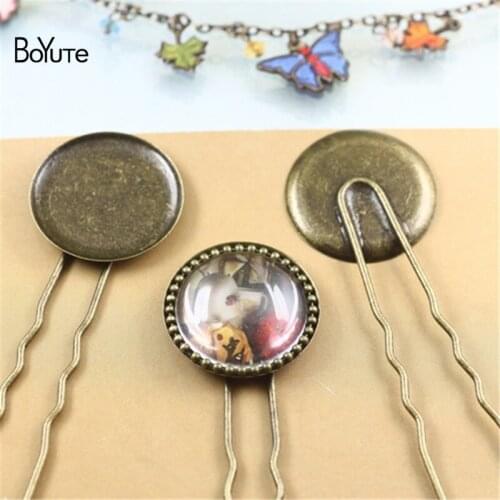 BoYuTe 20Pcs 75*1.2MM Vintage Hair Sticks with 20MM 23.5MM Round Cabochon Tray Base Hair Jewelry
