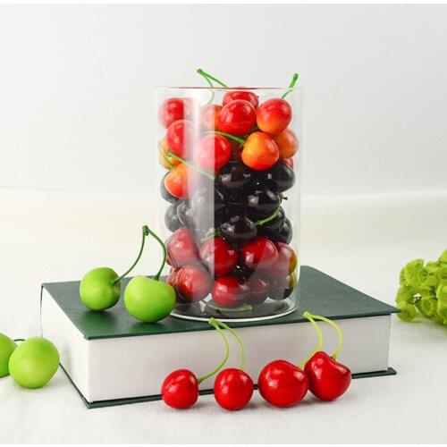 20x Mini Simulation Small Cherry Foam Plastic Fake Artificial Fruit Model Birthday Party Kitchen Christmas Tree Decoration 27mm