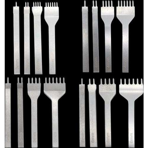 4Pcs/lot DIY Leathercraft Tools 3/4/5mm Leather Hole Punches Stitching Punch Tool 1+2+4+6 Prong Tools for Leather Belt