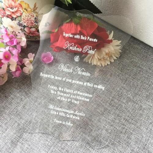 Acrylic Modern Clear White Transparent Wedding Announcement Invitation Engagement Please