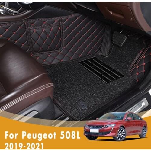 RHD Car Floor Mats For Peugeot 508L 2021 2020 2019 Double Layer Wire Loop Custom Car Accessories Carpet Styling Foot Pads Cover