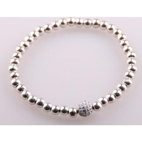 Fashion Women Bracelet 5mm Alloy Beads & 8mm Zircon Ball Charm Bracelet For Women Men Fashion Gift