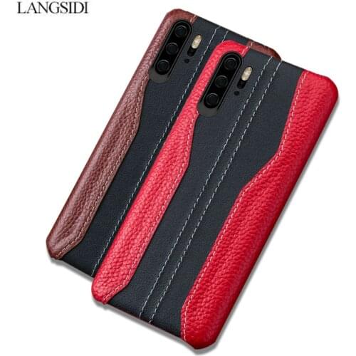 Genuine Leather Phone case For Huawei p30 p20 Pro Covers for Huawei mate 20 p30 pro coque Stitch Cowhide Cases for Honor 8X V20