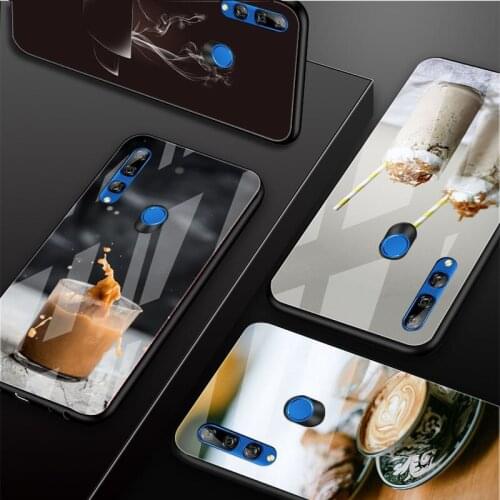 Art Delicious Coffee Tempered Glass Phone Case For Huawei honor 8X 9 10i 20i 20Lite 20Pro 30 Pro Cover Shell