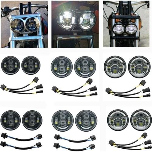 For Harley Dyna Fat Bob Black 4.65 inch Motor Style Head Lights for FXDF Dyna Fatbob Led Motor Projector