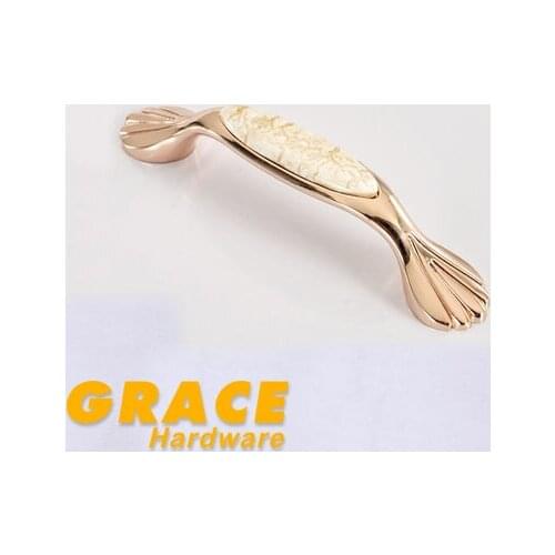 Rose Gold Ceramic Handle European Furniture Antique Cabinet Drawer Chest Door Knob (C.C:96mm,L:142mm)