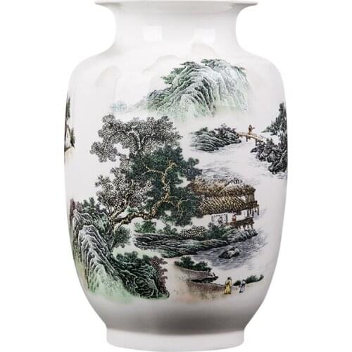 Jingdezhen ceramic vase Ink color landscape fine bone china vase chinese style good flower vases