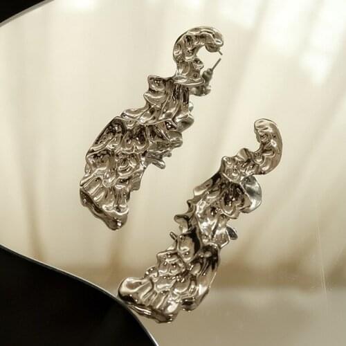 Korean Delicate Irregular Metal Dangle Earrings for Women 2021 New Fashion Earrings Female Hip Hop Jewelry Punk Drop Earrings