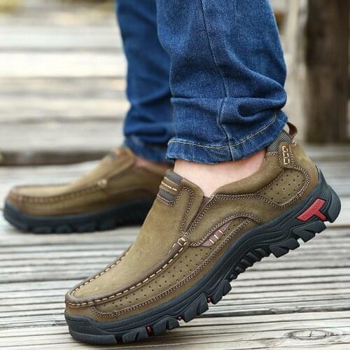 2021 Fashion Luxury Genuine Leather Loafers Men Casual Comfortable Sneakers Men Casual Breathable Lightweight Sneakers Footwear